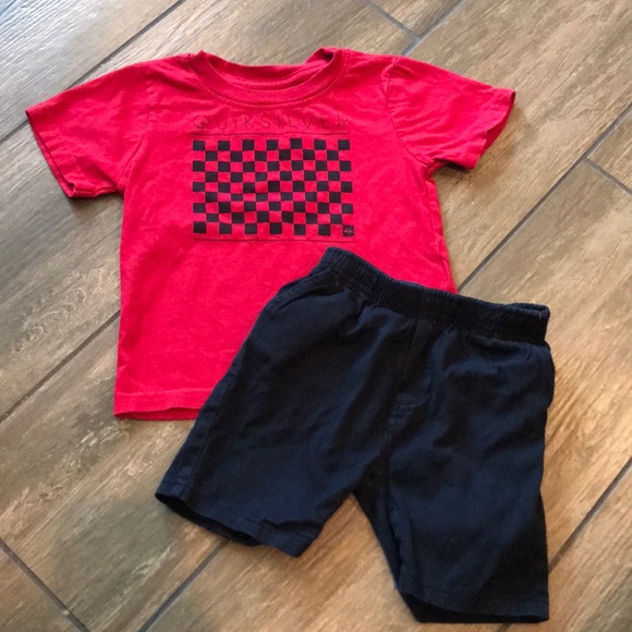 Boys Quiksilver Red Shirt And Black 